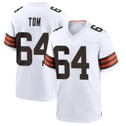 Cleveland Browns Men's Game White Jersey (64 Cameron Tom)