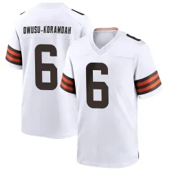 Cleveland Browns Men's Game White Jersey (6 Jeremiah Owusu-Koramoah)