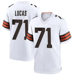 Cleveland Browns Men's Game White Jersey (71 Cornelius Lucas)