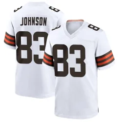 Cleveland Browns Men's Game White Jersey (83 Kisean Johnson)