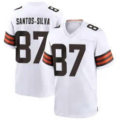 Cleveland Browns Men's Game White Jersey (87 Marcus Santos-Silva)