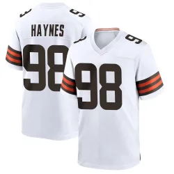 Cleveland Browns Men's Game White Jersey (98 Marcus Haynes)