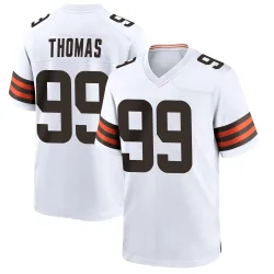 Cleveland Browns Men's Game White Jersey (99 Cameron Thomas)