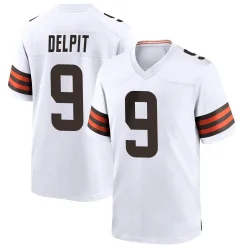 Cleveland Browns Men's Game White Jersey (9 Grant Delpit)
