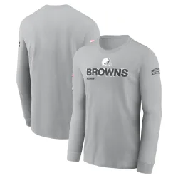 Cleveland Browns Men's Gray 2024 Salute To Service Long Sleeve T-Shirt
