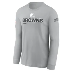 Cleveland Browns Men's Gray 2024 Salute To Service Long Sleeve T-Shirt