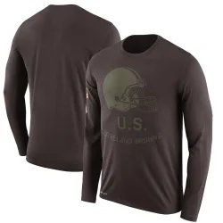 Cleveland Browns Men's Legend Brown 2018 Salute to Service Sideline Performance Long Sleeve T-Shirt