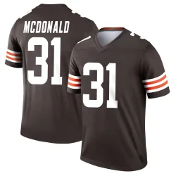 Cleveland Browns Men's Legend Brown Jersey (31 Cade McDonald)