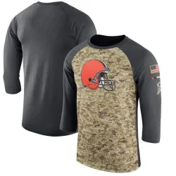 Cleveland Browns Men's Legend Camo /Anthracite Salute to Service 2017 Sideline Performance Three-Quarter Sleeve T-Shirt