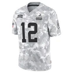 Cleveland Browns Men's Limited Arctic Camo 2024 Salute to Service Jersey (12 Shedeur Sanders)