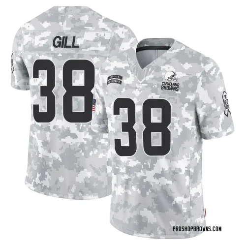 Cleveland Browns Men's Limited Arctic Camo 2024 Salute to Service Jersey (38 Jaelen Gill)