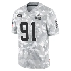Cleveland Browns Men's Limited Arctic Camo 2024 Salute to Service Jersey (91 Alex Wright)