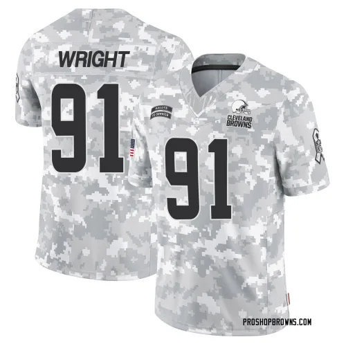 Cleveland Browns Men's Limited Arctic Camo 2024 Salute to Service Jersey (91 Alex Wright)