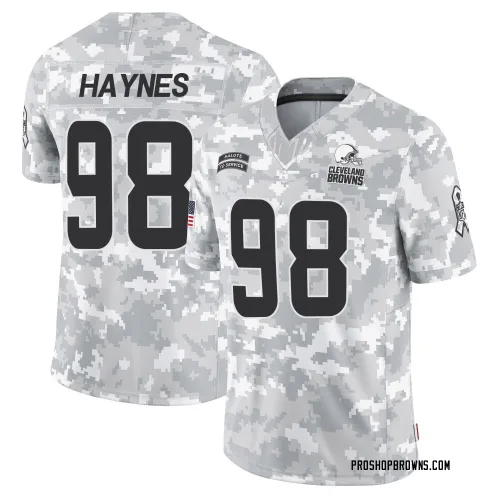 Cleveland Browns Men's Limited Arctic Camo 2024 Salute to Service Jersey (98 Marcus Haynes)