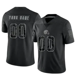 Cleveland Browns Men's Limited Black Reflective Jersey (00 Custom)