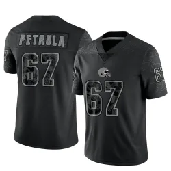 Cleveland Browns Men's Limited Black Reflective Jersey (67 Ben Petrula)