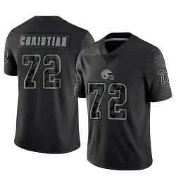 Cleveland Browns Men's Limited Black Reflective Jersey (72 Geron Christian)