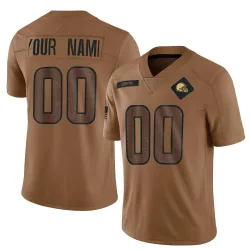 Cleveland Browns Men's Limited Brown 2023 Salute To Service Jersey (00 Custom)