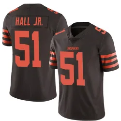 Cleveland Browns Men's Limited Brown Color Rush Jersey (51 Mike Hall Jr.)