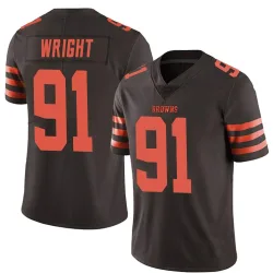 Cleveland Browns Men's Limited Brown Color Rush Jersey (91 Alex Wright)