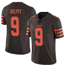 Cleveland Browns Men's Limited Brown Color Rush Jersey (9 Grant Delpit)
