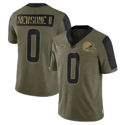 Cleveland Browns Men's Limited Olive 2021 Salute To Service Jersey (0 Greg Newsome II)
