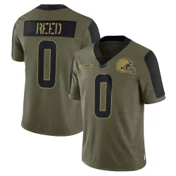 Cleveland Browns Men's Limited Olive 2021 Salute To Service Jersey (0 Ja'seem Reed)