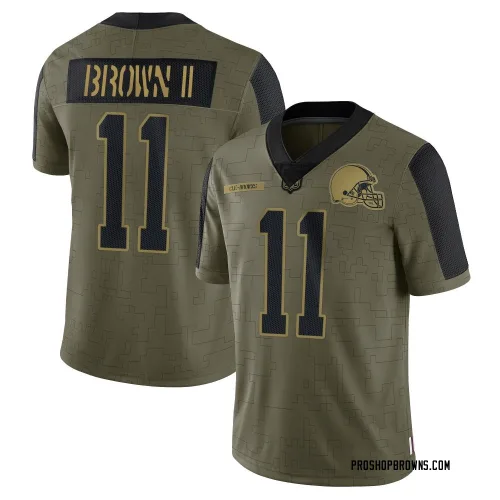 Cleveland Browns Men's Limited Olive 2021 Salute To Service Jersey (11 Tony Brown II)