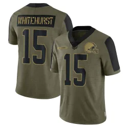 Cleveland Browns Men's Limited Olive 2021 Salute To Service Jersey (15 Charlie Whitehurst)