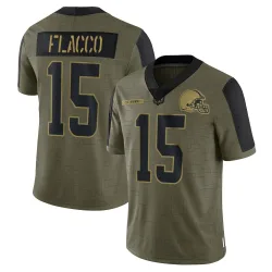 Cleveland Browns Men's Limited Olive 2021 Salute To Service Jersey (15 Joe Flacco)