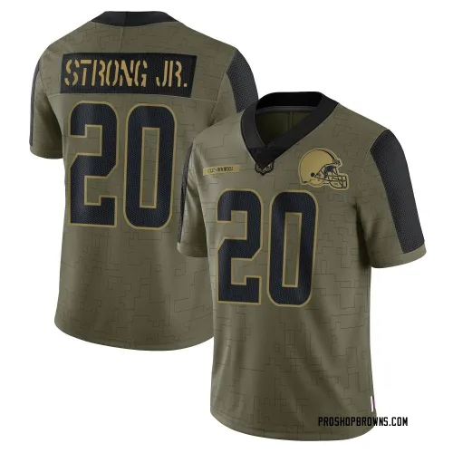 Cleveland Browns Men's Limited Olive 2021 Salute To Service Jersey (20 Pierre Strong Jr.)
