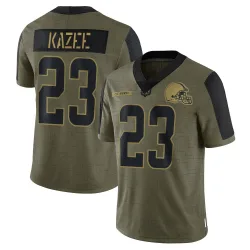 Cleveland Browns Men's Limited Olive 2021 Salute To Service Jersey (23 Damontae Kazee)