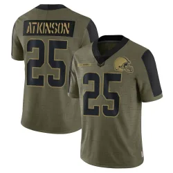 Cleveland Browns Men's Limited Olive 2021 Salute To Service Jersey (25 George Atkinson)