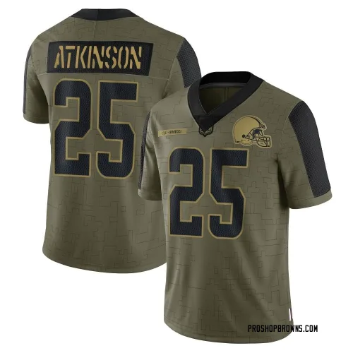 Cleveland Browns Men's Limited Olive 2021 Salute To Service Jersey (25 George Atkinson)