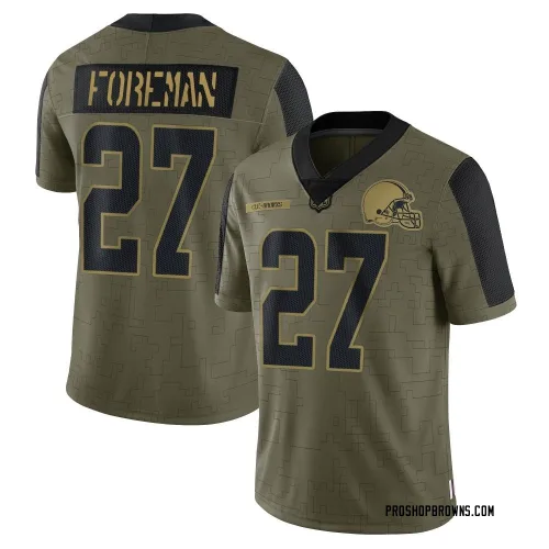 Cleveland Browns Men's Limited Olive 2021 Salute To Service Jersey (27 D'Onta Foreman)