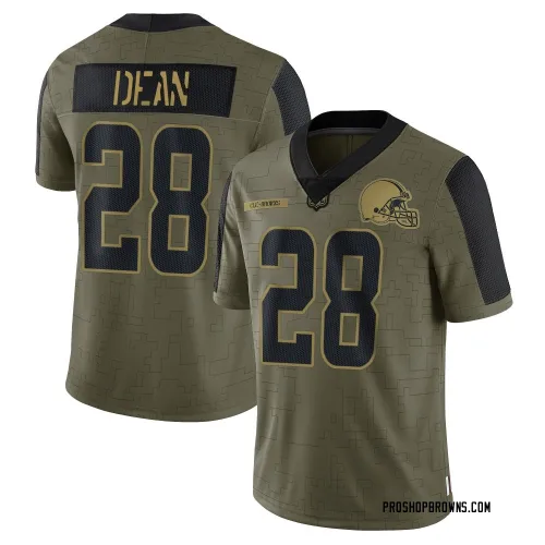 Cleveland Browns Men's Limited Olive 2021 Salute To Service Jersey (28 Trey Dean III)