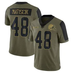 Cleveland Browns Men's Limited Olive 2021 Salute To Service Jersey (48 Brent Matiscik)