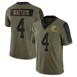 Cleveland Browns Men's Limited Olive 2021 Salute To Service Jersey (4 Deshaun Watson)