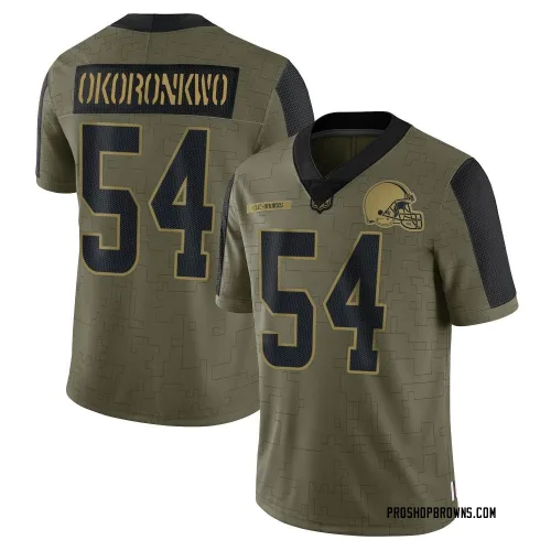 Cleveland Browns Men's Limited Olive 2021 Salute To Service Jersey (54 Ogbo Okoronkwo)
