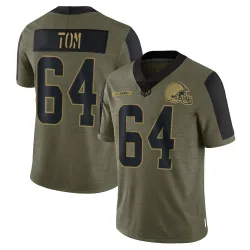 Cleveland Browns Men's Limited Olive 2021 Salute To Service Jersey (64 Cameron Tom)