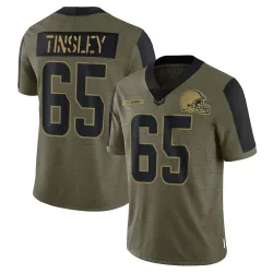 Cleveland Browns Men's Limited Olive 2021 Salute To Service Jersey (65 Dartanyan Tinsley)
