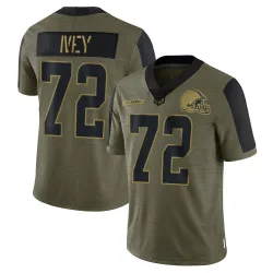 Cleveland Browns Men's Limited Olive 2021 Salute To Service Jersey (72 Jason Ivey)