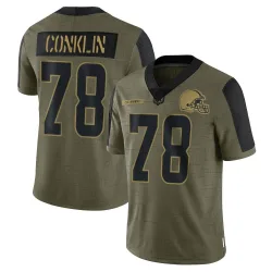 Cleveland Browns Men's Limited Olive 2021 Salute To Service Jersey (78 Jack Conklin)