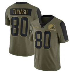 Cleveland Browns Men's Limited Olive 2021 Salute To Service Jersey (80 Jamari Thrash)