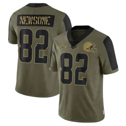 Cleveland Browns Men's Limited Olive 2021 Salute To Service Jersey (82 Ozzie Newsome)