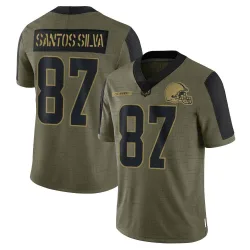 Cleveland Browns Men's Limited Olive 2021 Salute To Service Jersey (87 Marcus Santos-Silva)