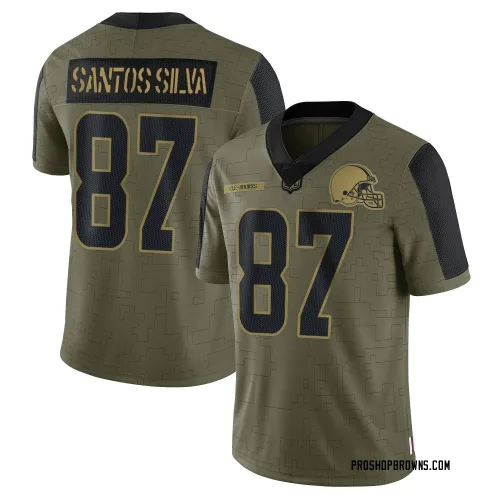 Cleveland Browns Men's Limited Olive 2021 Salute To Service Jersey (87 Marcus Santos-Silva)