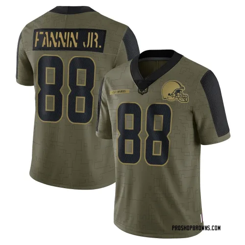 Cleveland Browns Men's Limited Olive 2021 Salute To Service Jersey (88 Harold Fannin Jr.)
