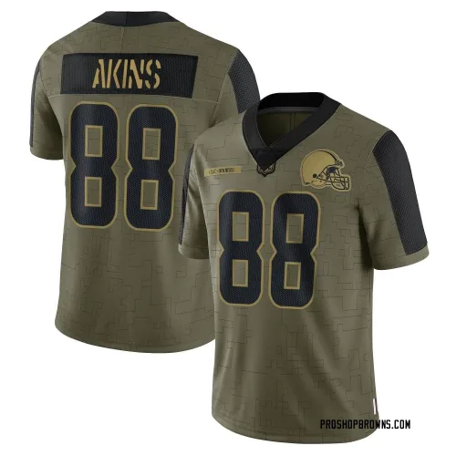 Cleveland Browns Men's Limited Olive 2021 Salute To Service Jersey (88 Jordan Akins)