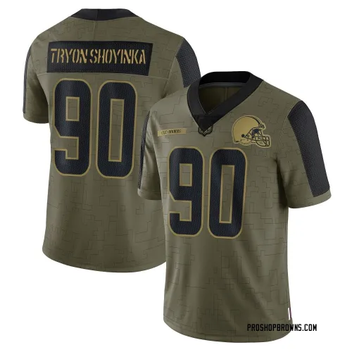 Cleveland Browns Men's Limited Olive 2021 Salute To Service Jersey (90 Joe Tryon-Shoyinka)